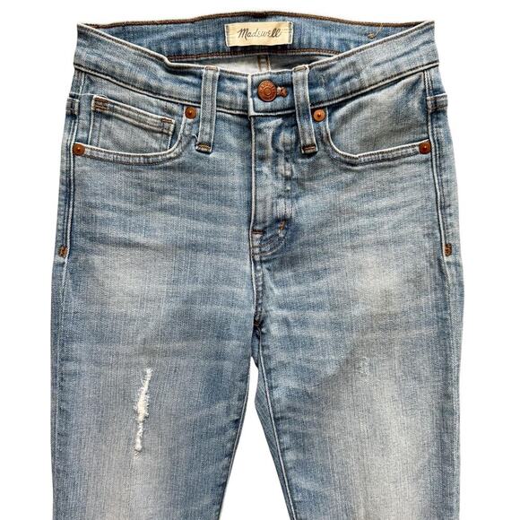 Madewell Jeans Womens 23 Blue 9 Inch High Rise Skinny Distressed J0513 SU18 - Picture 4 of 15